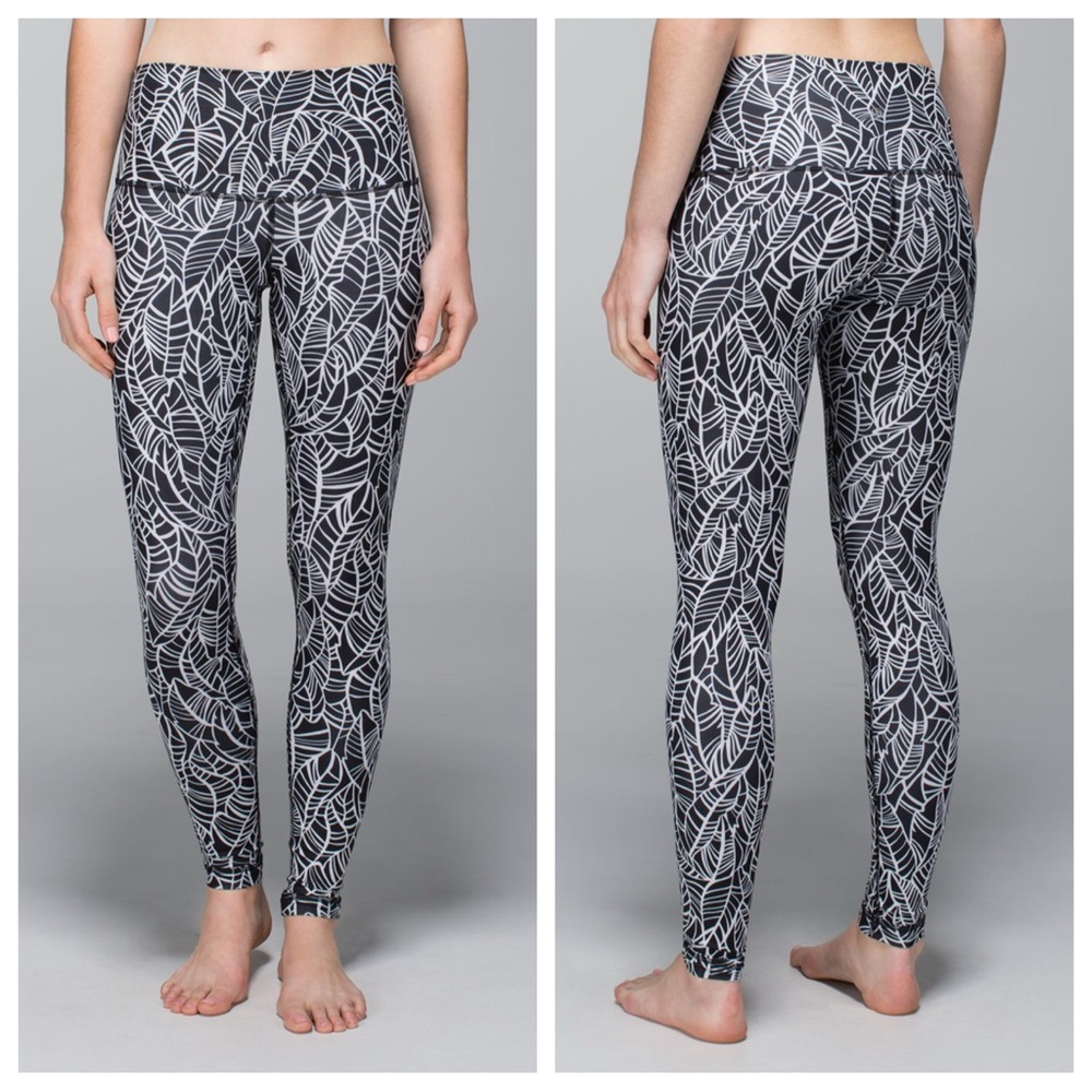 Lululemon Wunder Under *Full-On Luxtreme Pretty Palm Black Angel Wing Sz 6